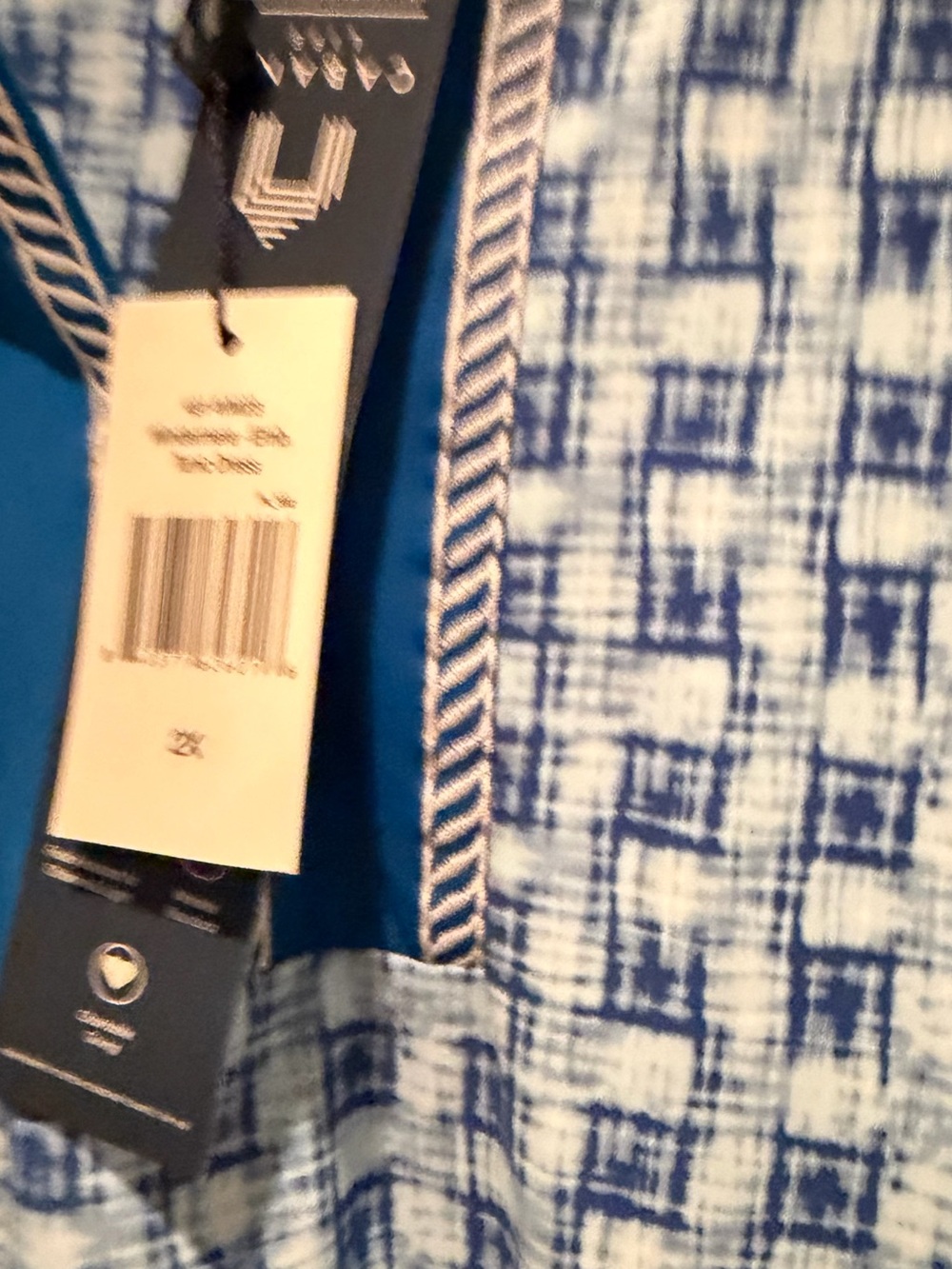 Cabana Life Blue Patterned Tunic with Navy Trim NWT - Picture 5 of 5